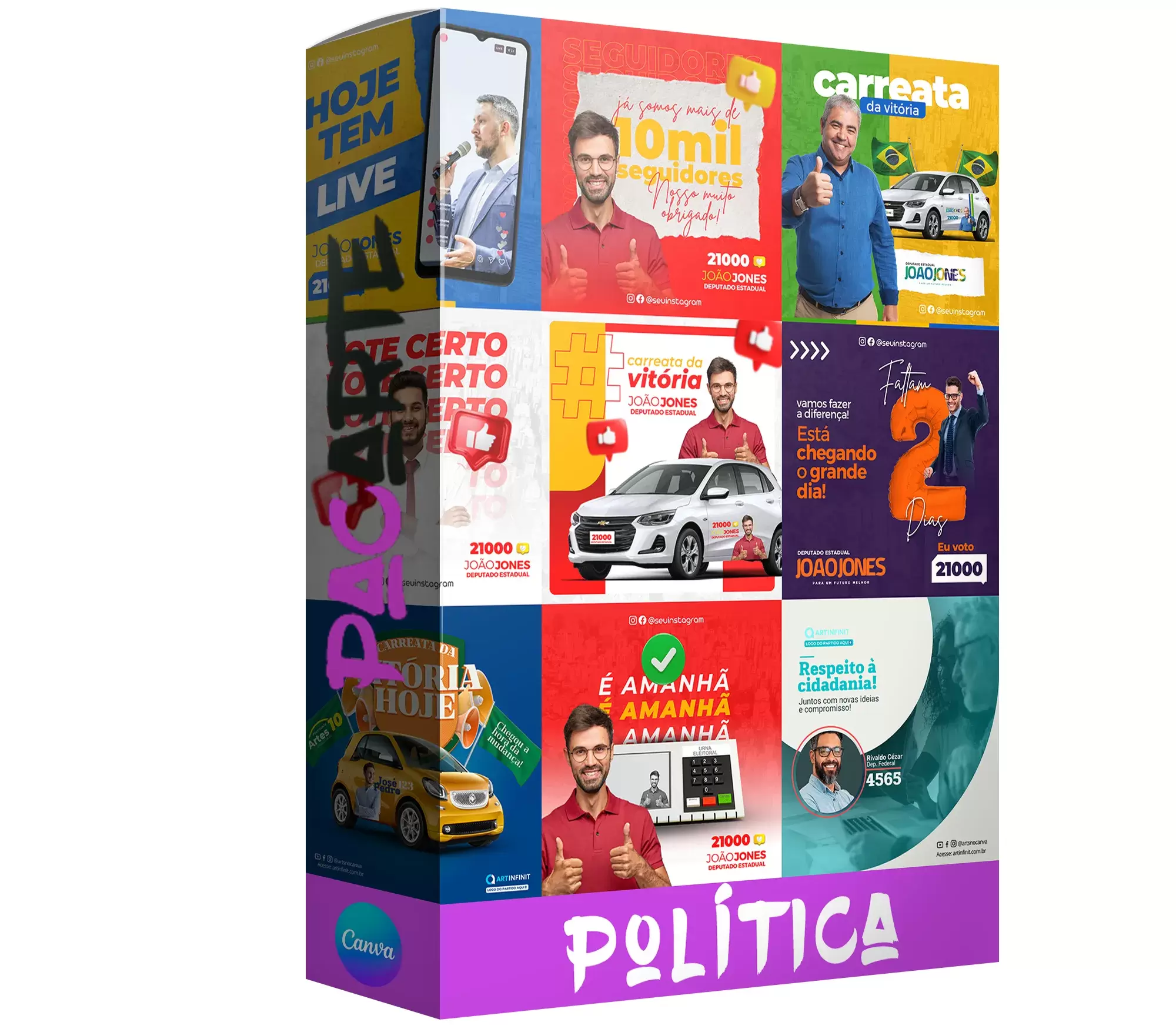 Pack de 50 artes de Política