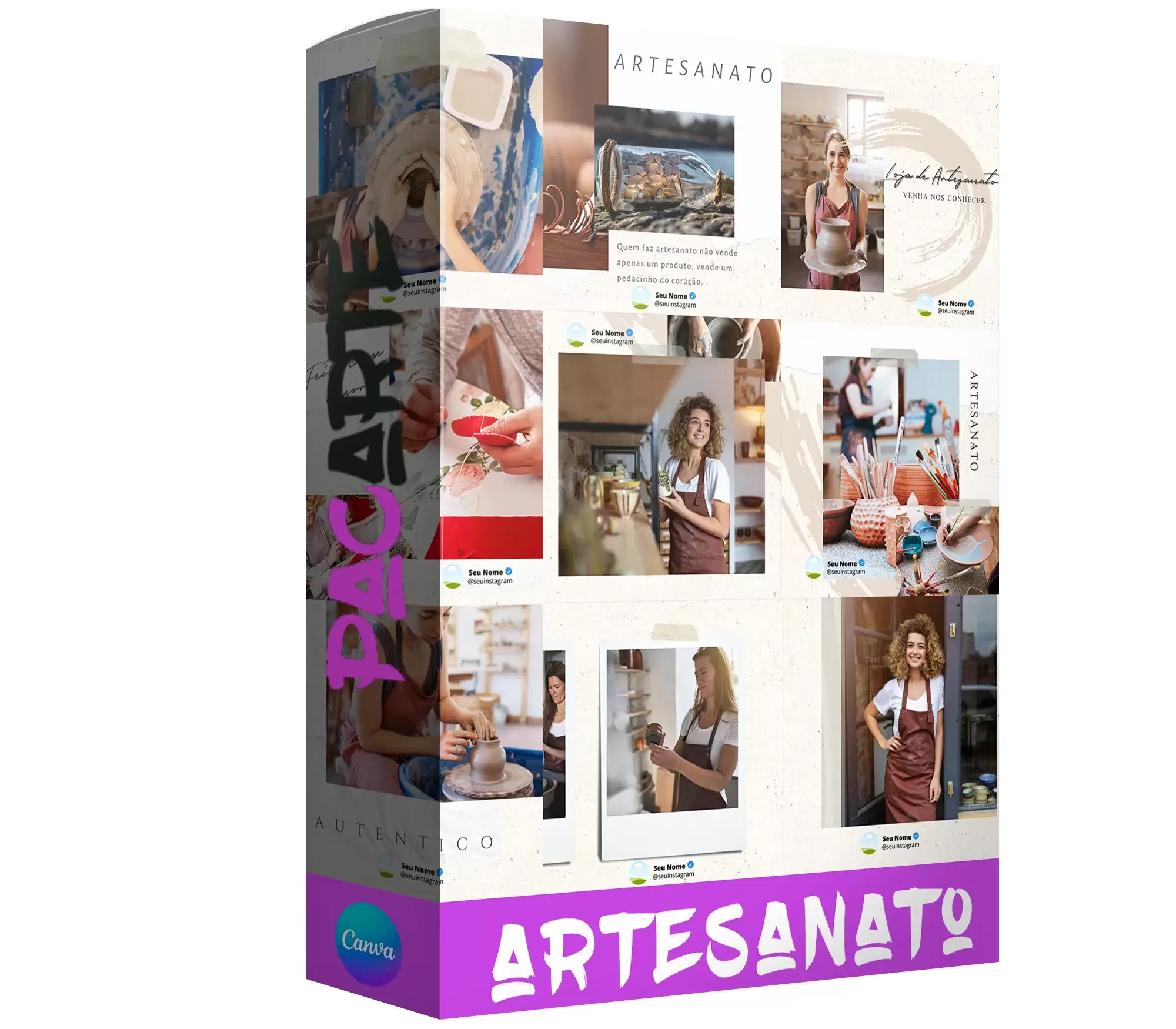 Pacote de 31 Anúncios Editáveis no Canva para Promover seu Artesanato