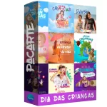 Pack para dia das crianças com 29 artes editáveis no canva
