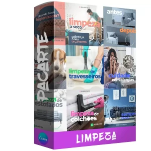 Pacote de 11 Artes Editáveis no Canva para Limpeza de Estofados