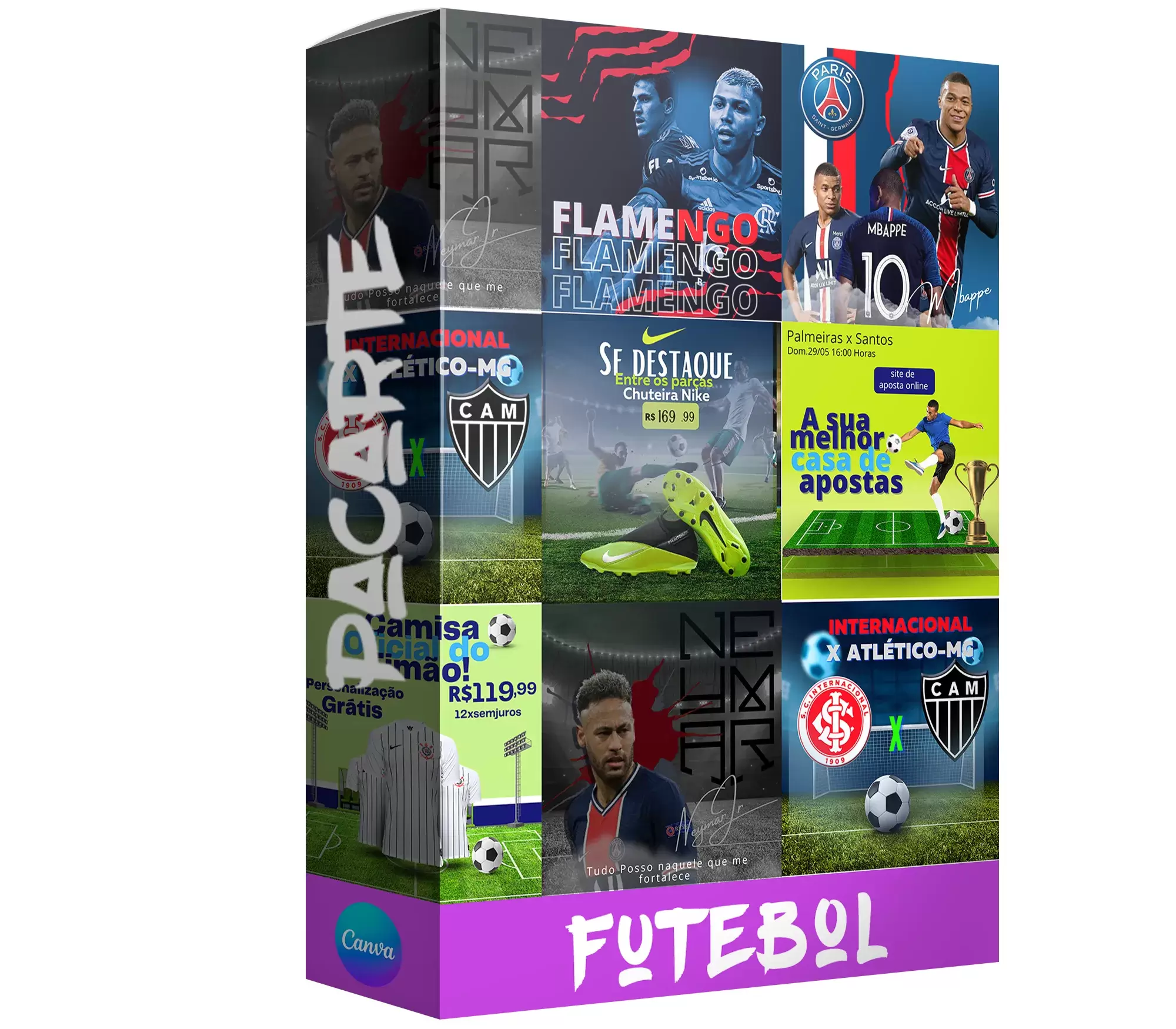 7 Artes para Futebol Editáveis no Canva