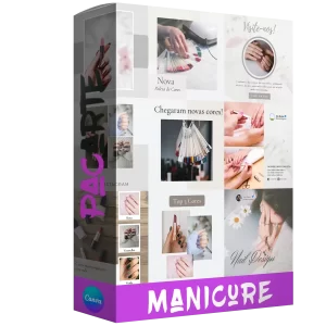 Pacote de 25 Artes Editáveis no Canva para Anúncios de Manicure