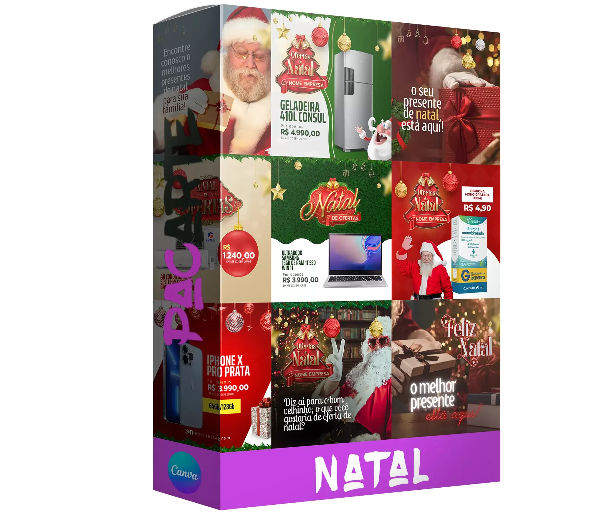 Pacote de 10 anúncios editáveis para o Natal