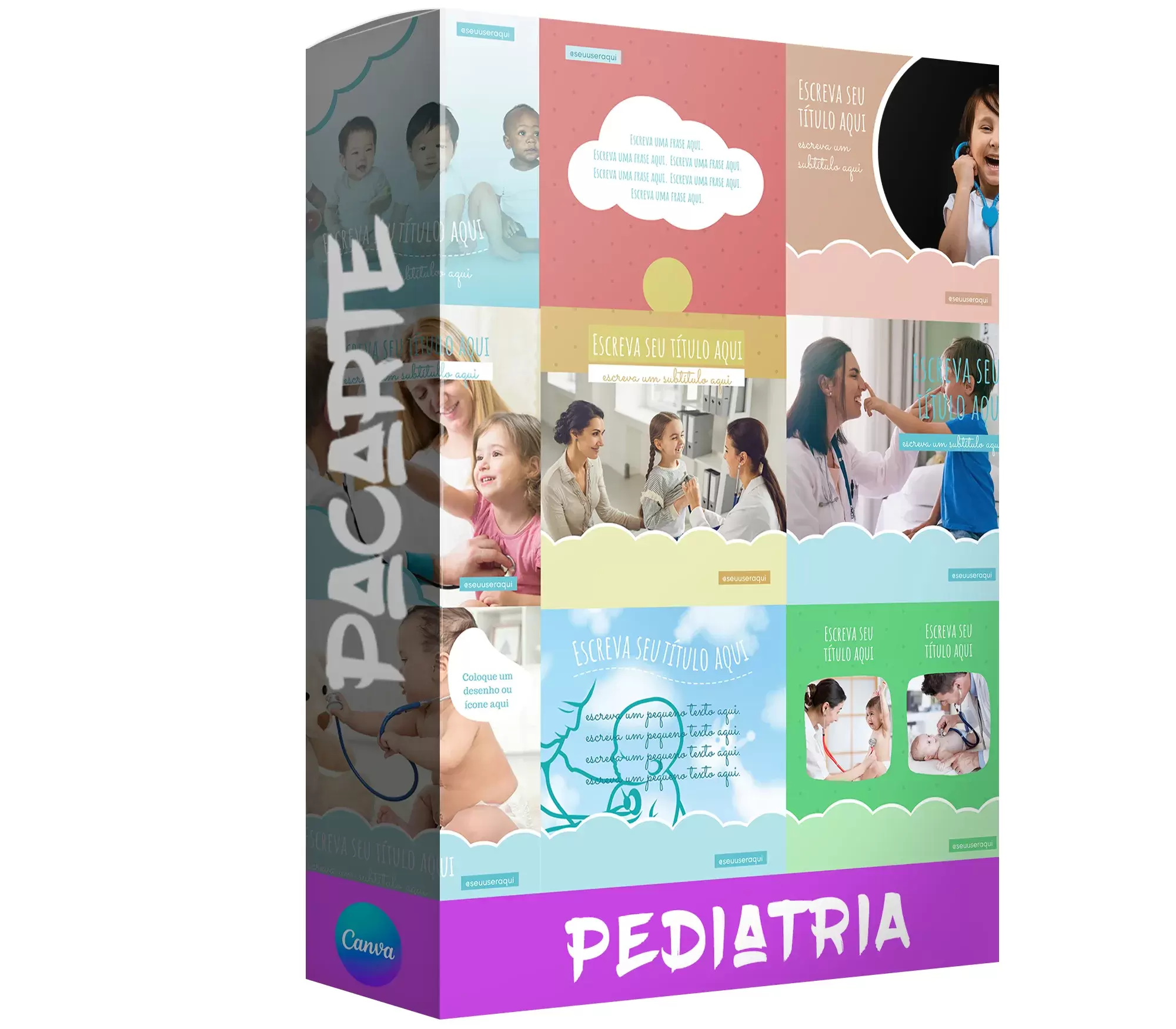 Pacote 10 Artes Editáveis no Canva Para Hospital Pediátrico