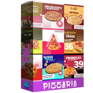 Pacote de 20 Artes Editáveis no Canva para Anúncios de Pizzaria