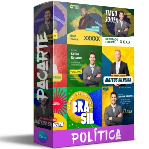 Pacote de 17 Artes Editáveis no Canva para Anúncios Políticos