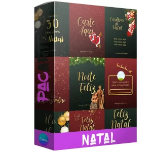 Pacote de 32 Propagandas e Mensagens Editáveis no Canva para o Natal