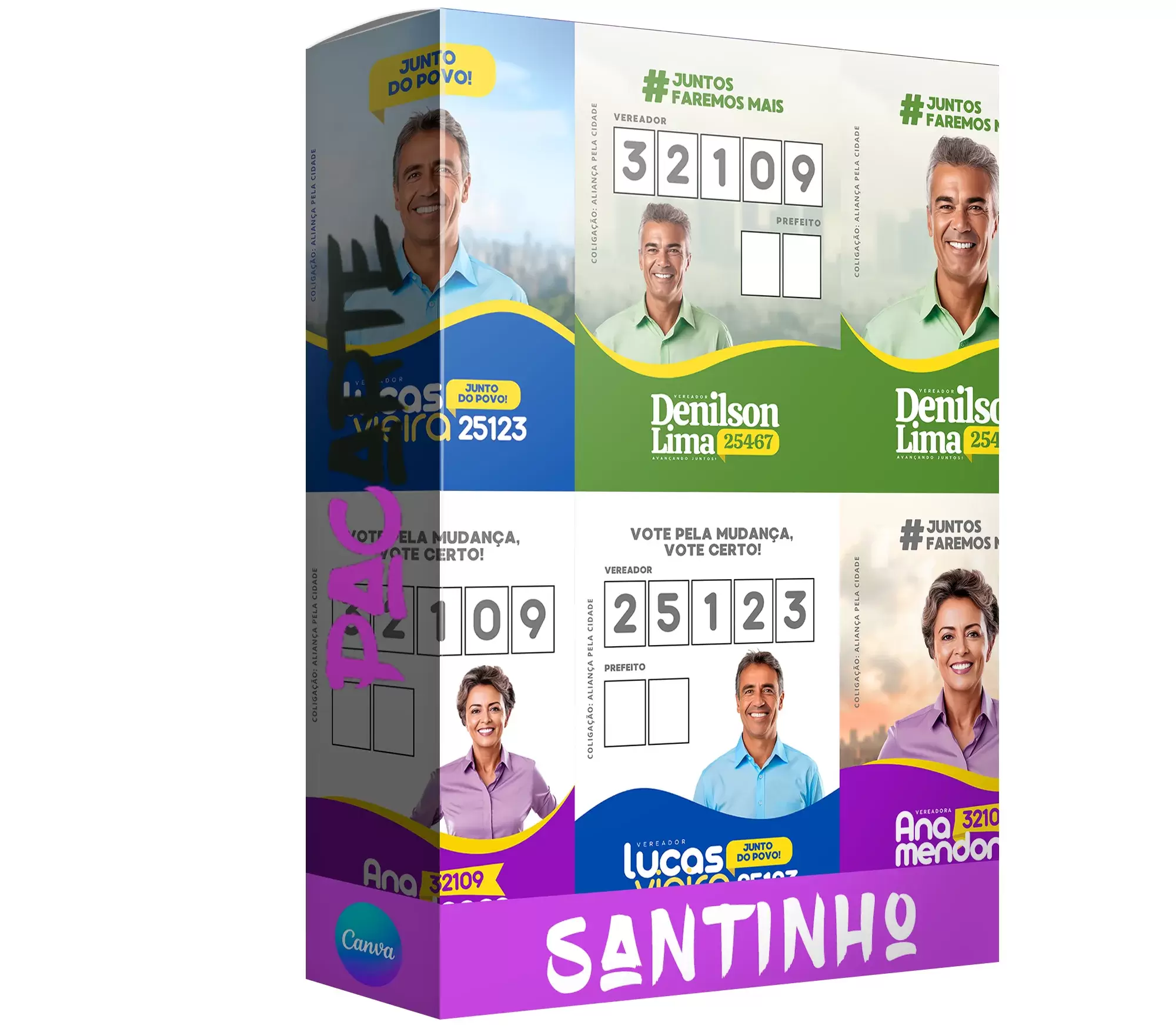 Pack de 6 artes para Santinho