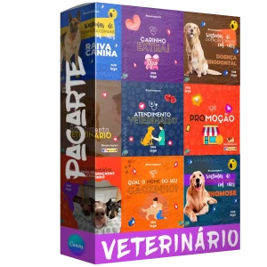 Conjunto de 100 Artes Editáveis no Canva para Consultório Veterinário